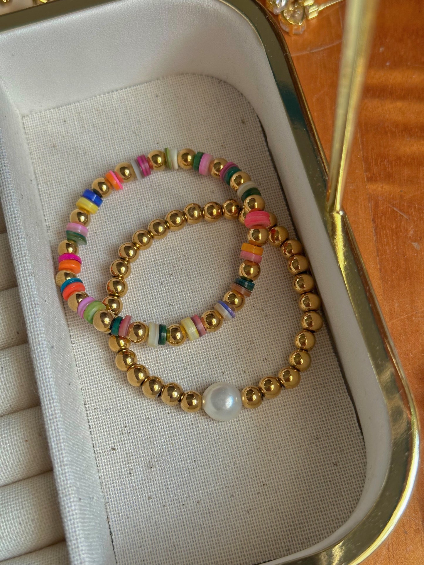 Multicolor, acero inoxidable & Perla natural